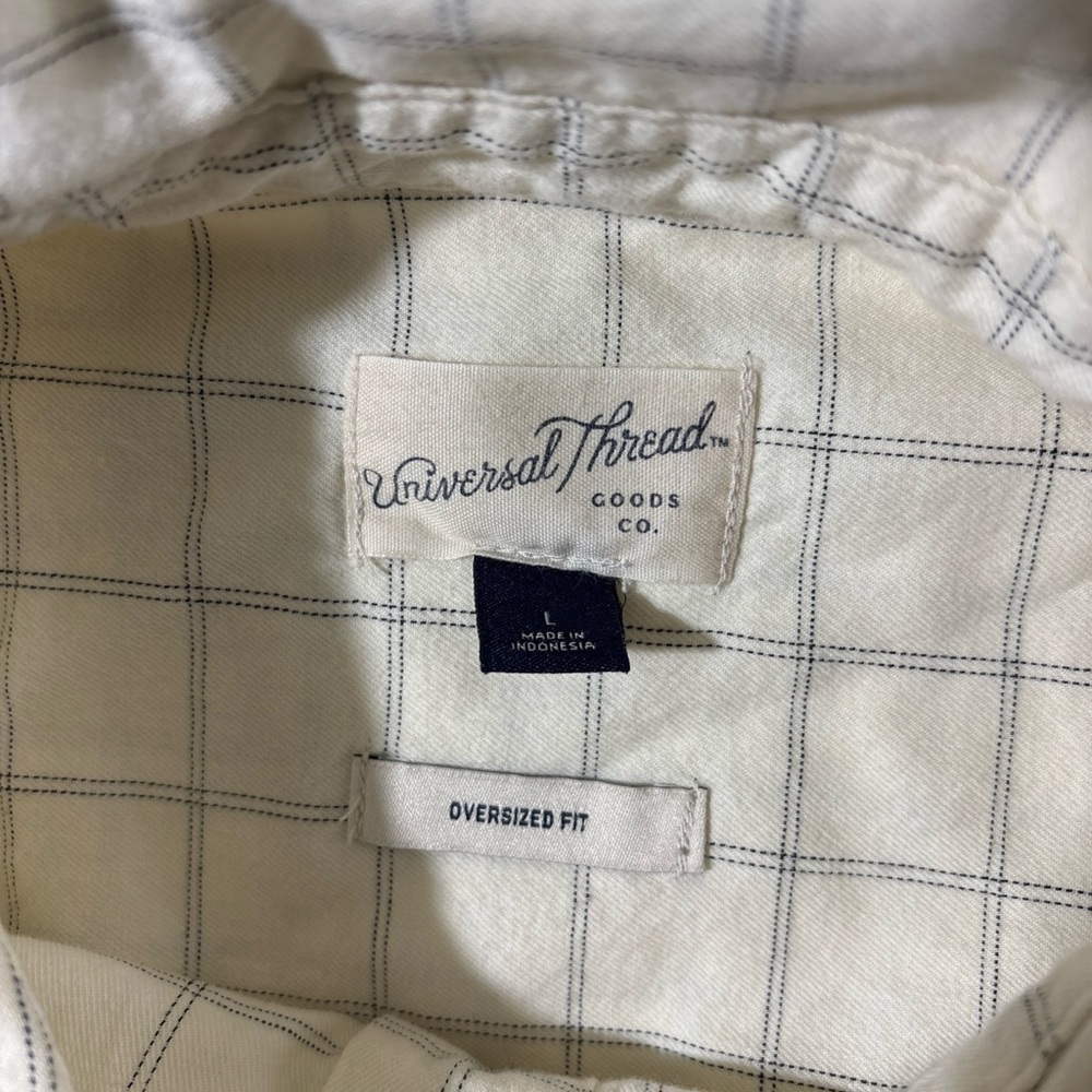 Universal Thread Cream Windowpane Check Button-Down Shirt - Picture 2 of 7